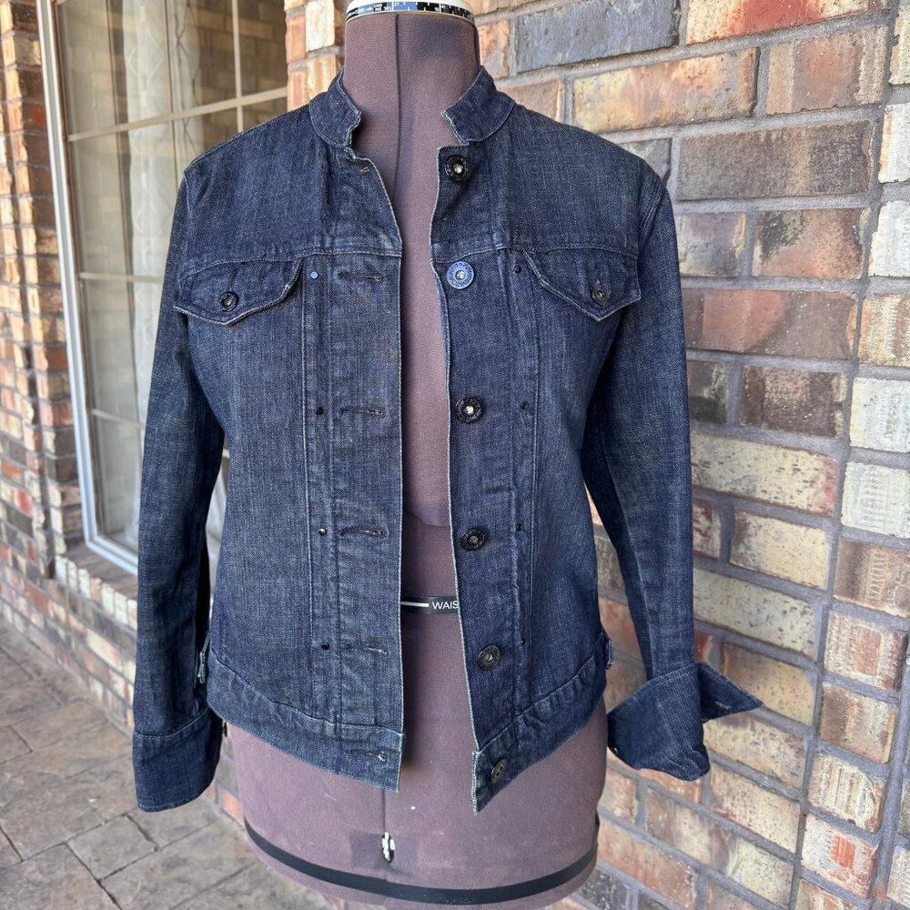 Levi's Signature Dark Blue Denim Jacket; M; with black studs and details